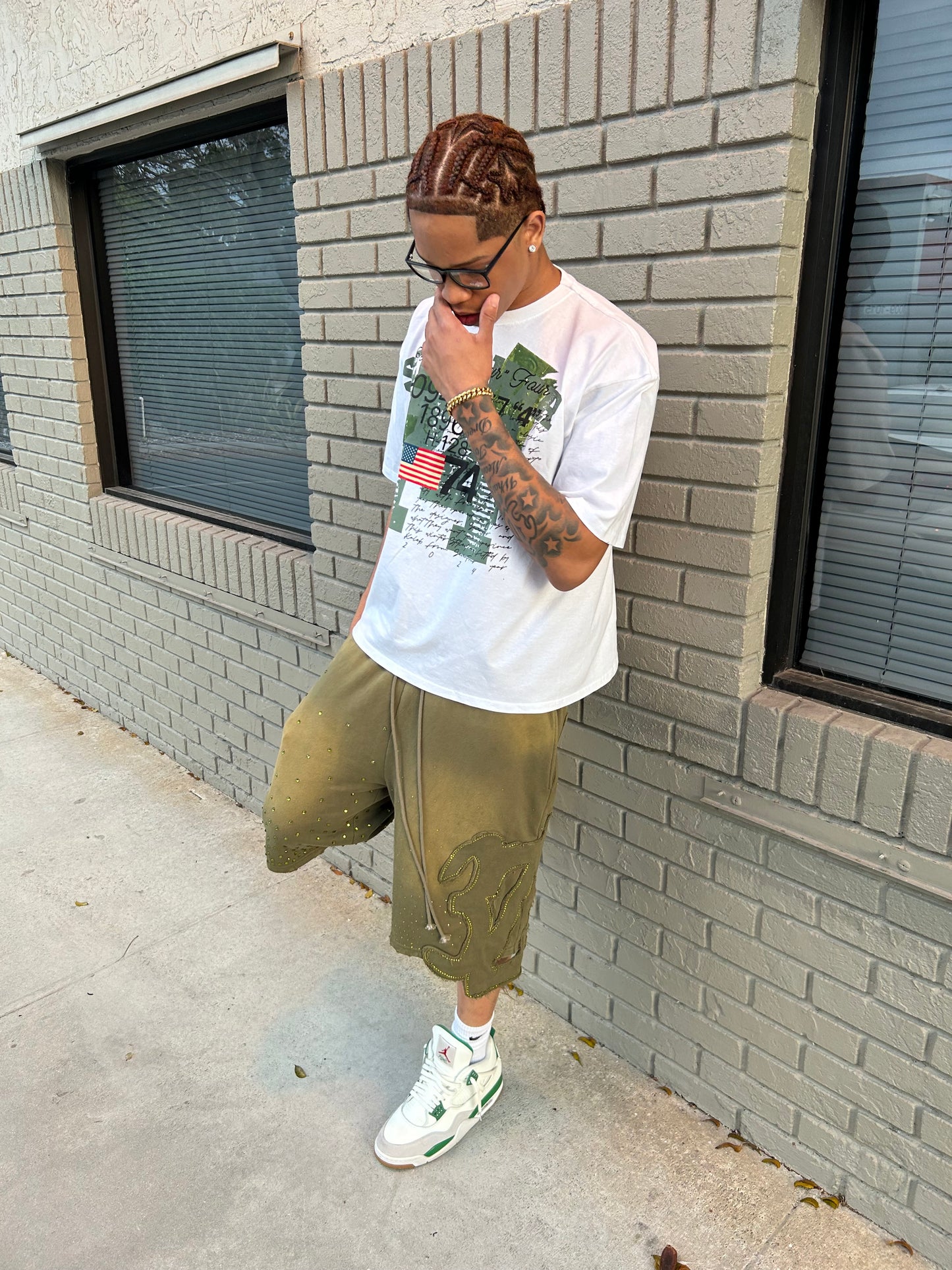 Green Rhinestone Shorts