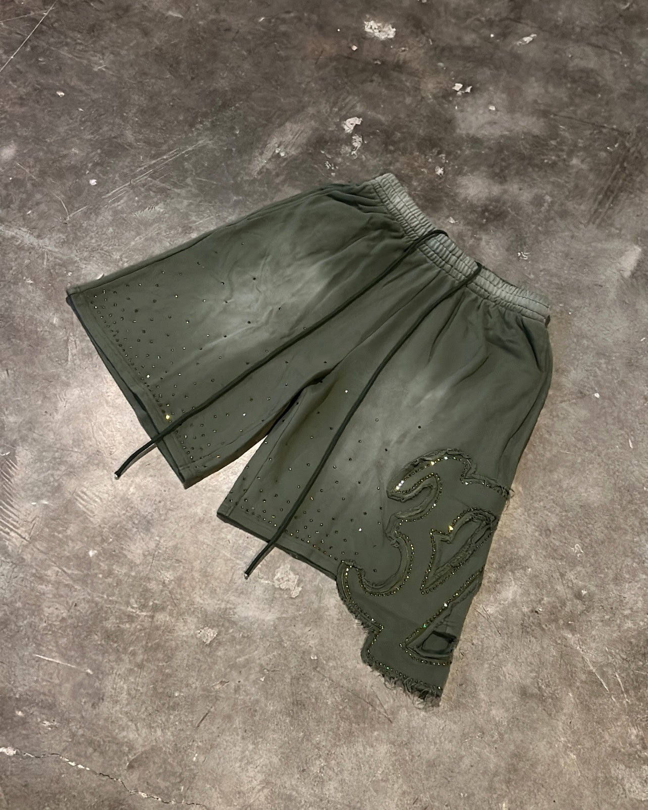 Green Rhinestone Shorts