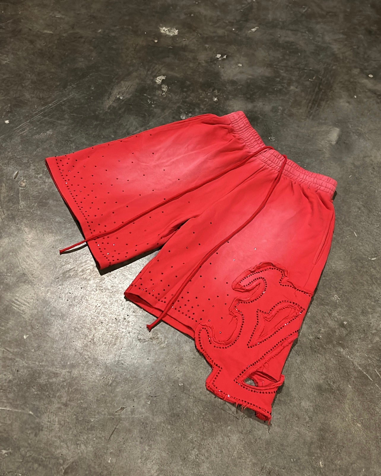 Red Rhinestone Shorts