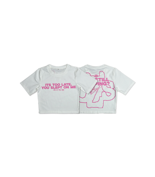 White Its Too Late Woman Baby Tees