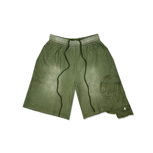 Green Rhinestone Shorts