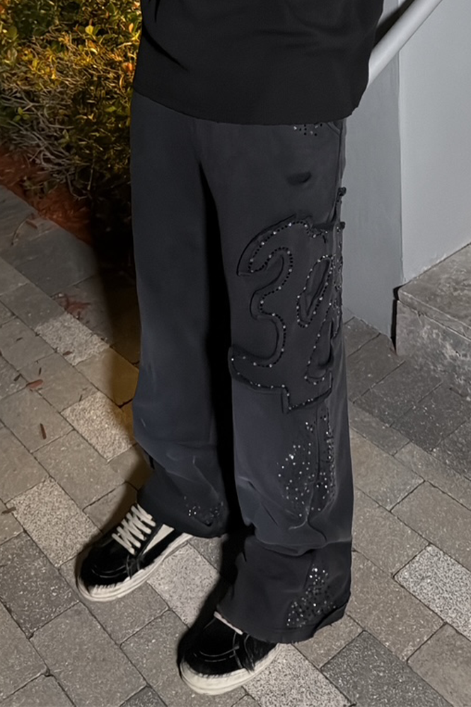 Black Rhinestone Sweats