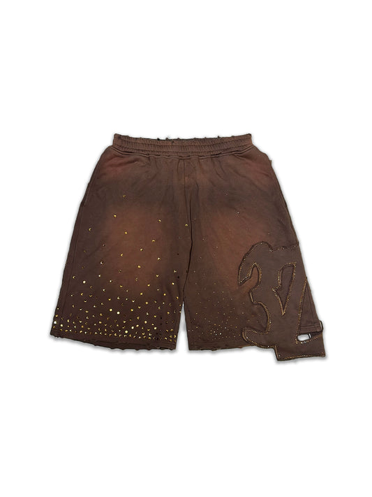 Brown Rhinestone Shorts